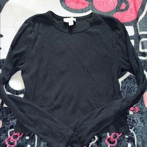 Top shop Black Ribbed Long Sleeve Top